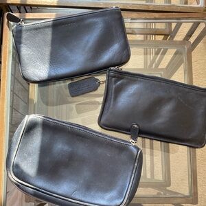 Coach Black Leather Pouches Set